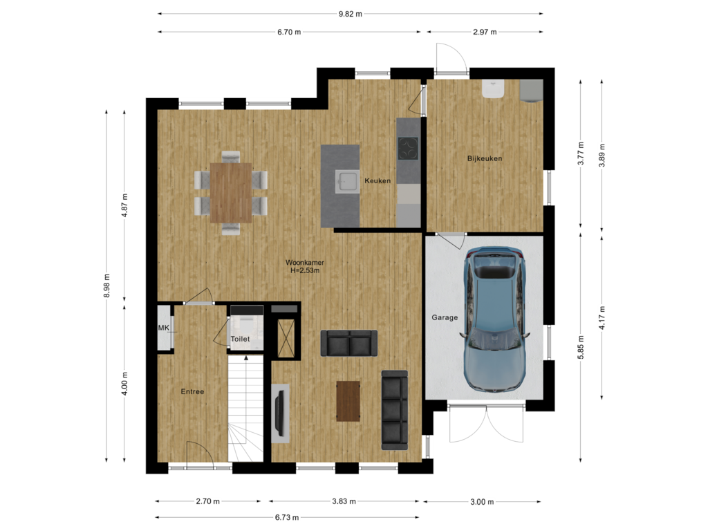 View floorplan of Begane grond of Groot Dorsent 19