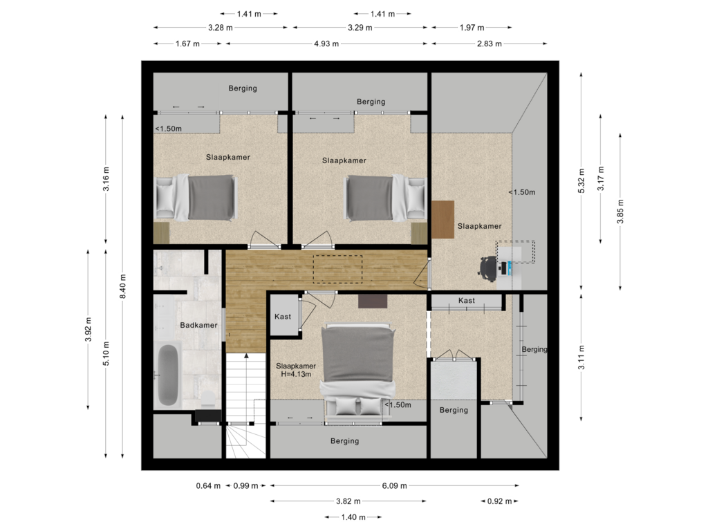 View floorplan of Eerste verdieping of Groot Dorsent 19