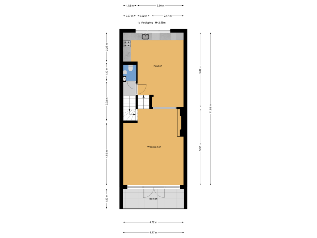 Bekijk plattegrond van 1e Verdieping van Stalpertstraat 184