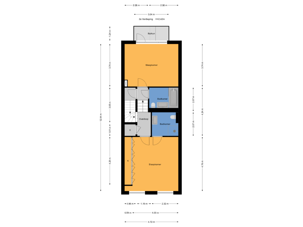 Bekijk plattegrond van 2e Verdieping van Stalpertstraat 184