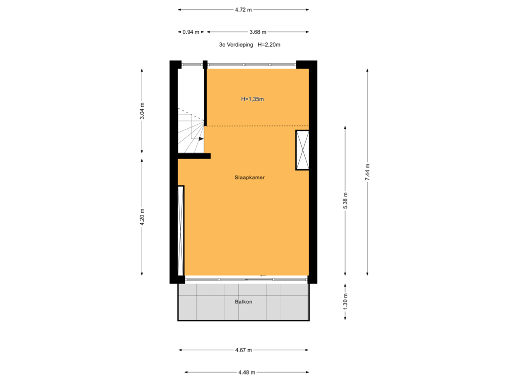 Bekijk plattegrond van 3e Verdieping van Stalpertstraat 184