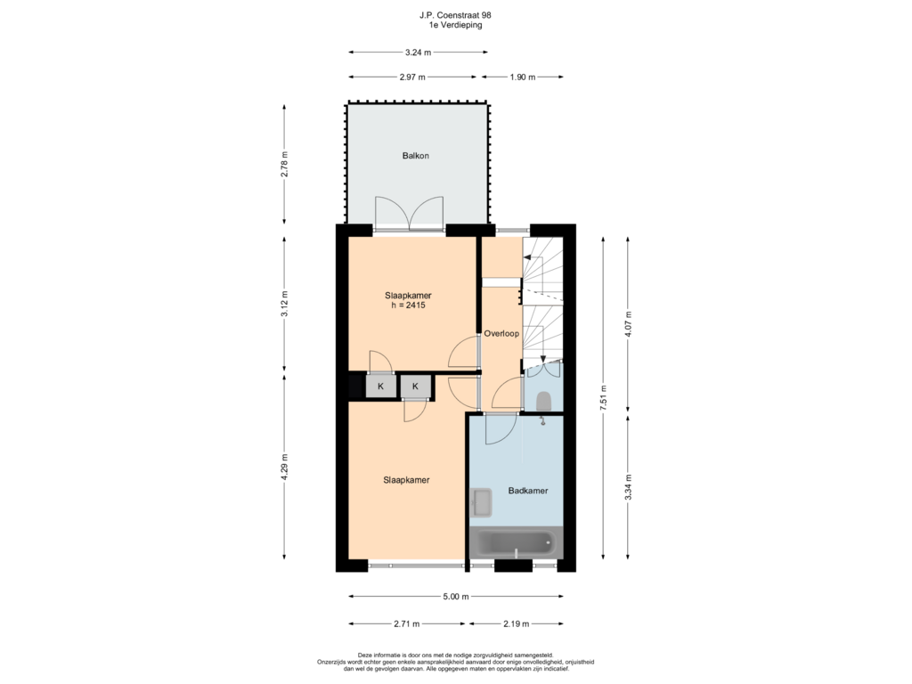 Bekijk plattegrond van 1e Verdieping van J.P. Coenstraat 98