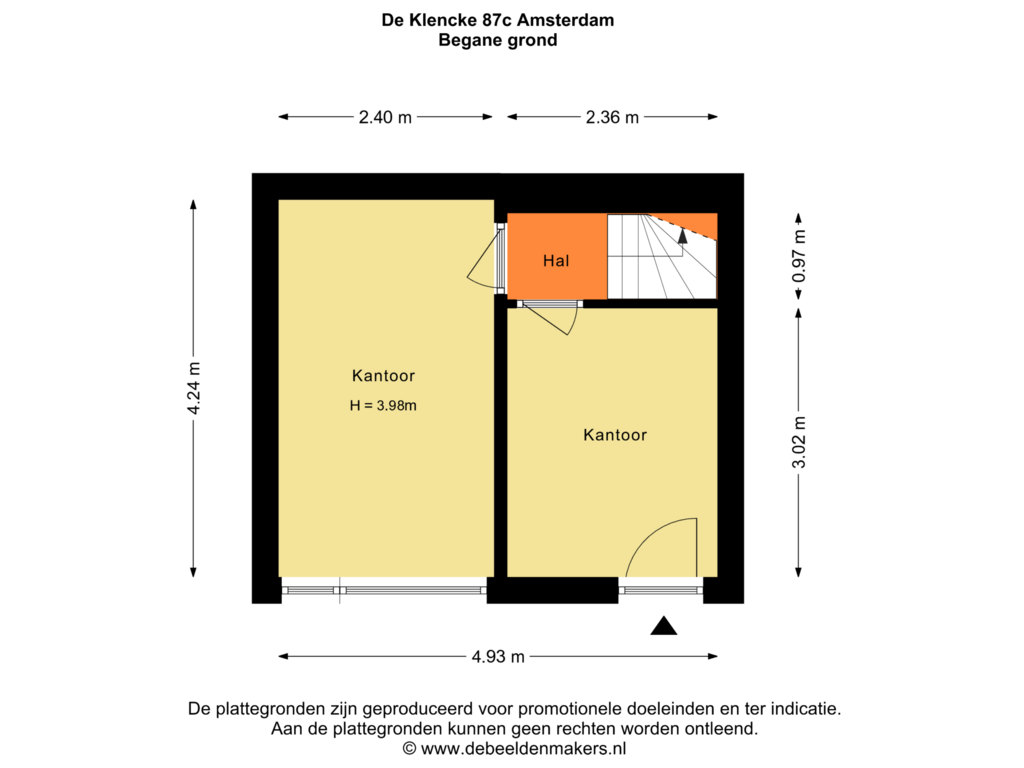 Bekijk plattegrond van Begane grond van De Klencke 87-C