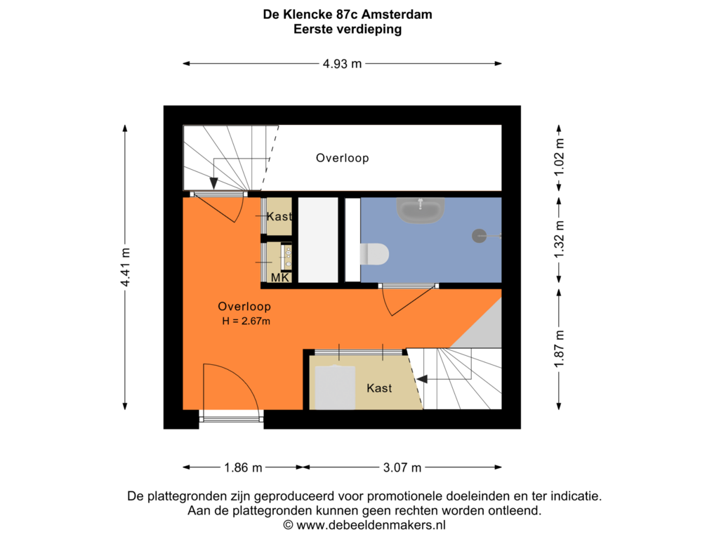 Bekijk plattegrond van Eerste verdieping van De Klencke 87-C