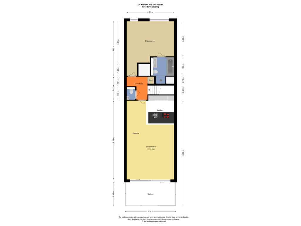 Bekijk plattegrond van Tweede verdieping van De Klencke 87-C