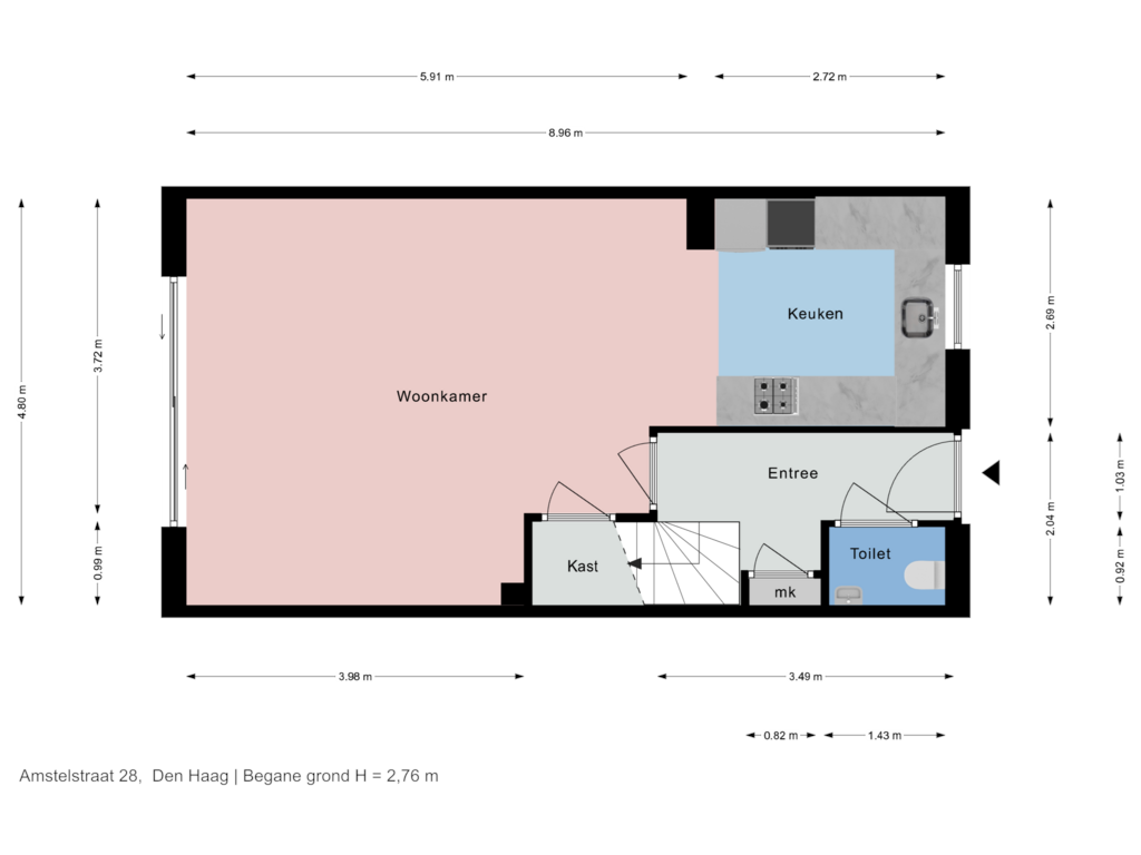 View floorplan of Begane grond of Amstelstraat 28