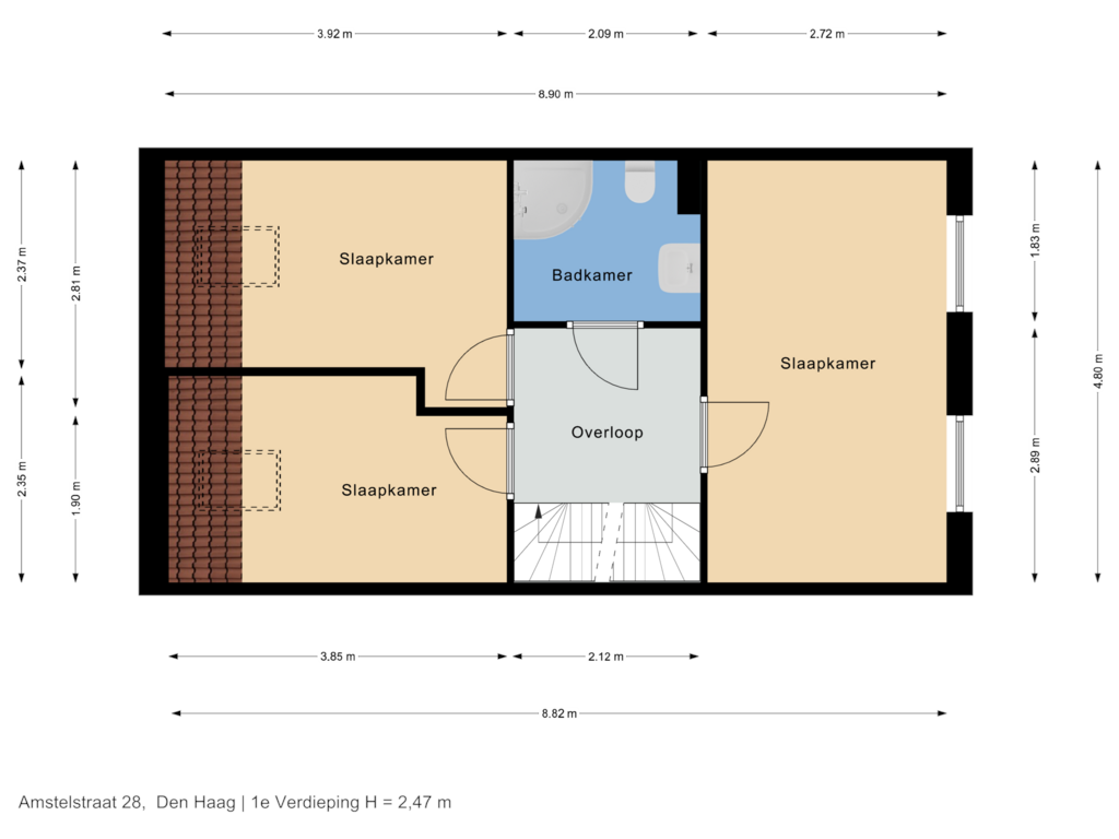 View floorplan of 1e Verdieping of Amstelstraat 28