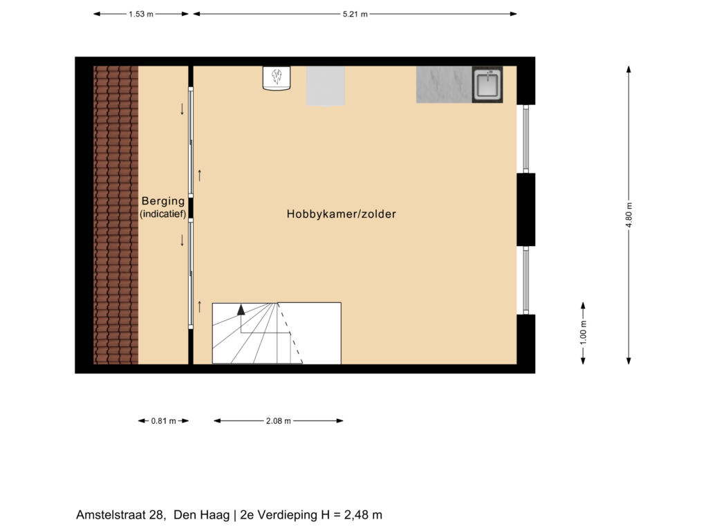 View floorplan of 2e Verdieping of Amstelstraat 28