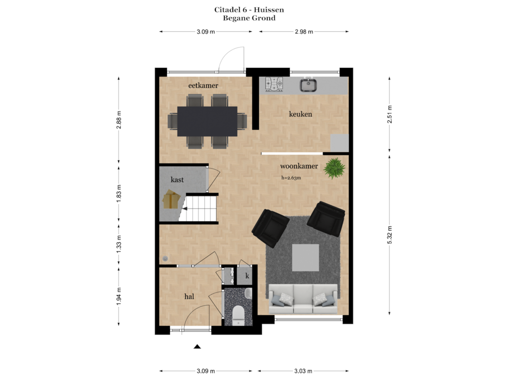 View floorplan of BEGANE GROND of Citadel 6