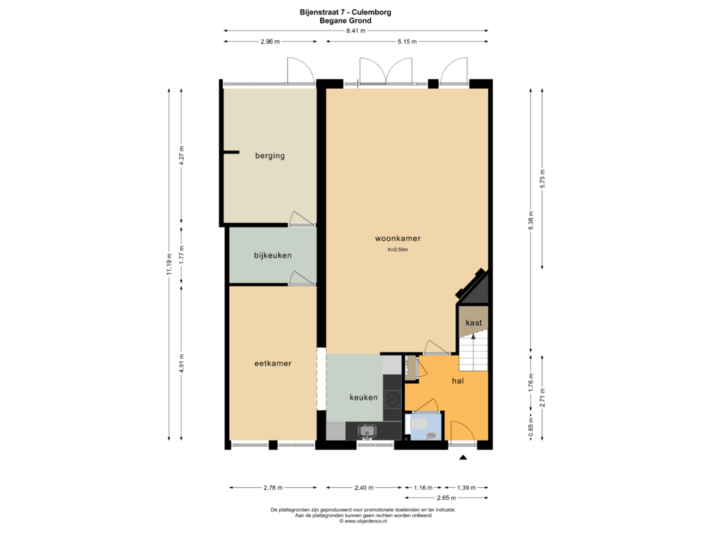 Bekijk plattegrond van Begane Grond van Bijenstraat 7