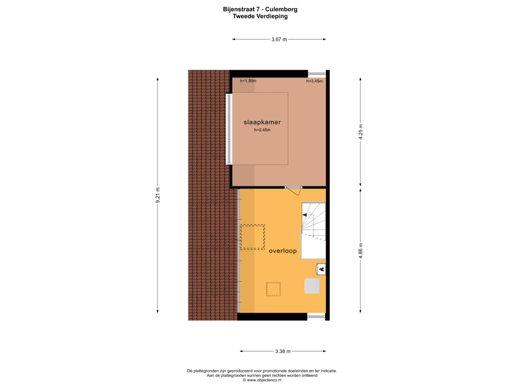 Bekijk plattegrond van Tweede Verdieping van Bijenstraat 7