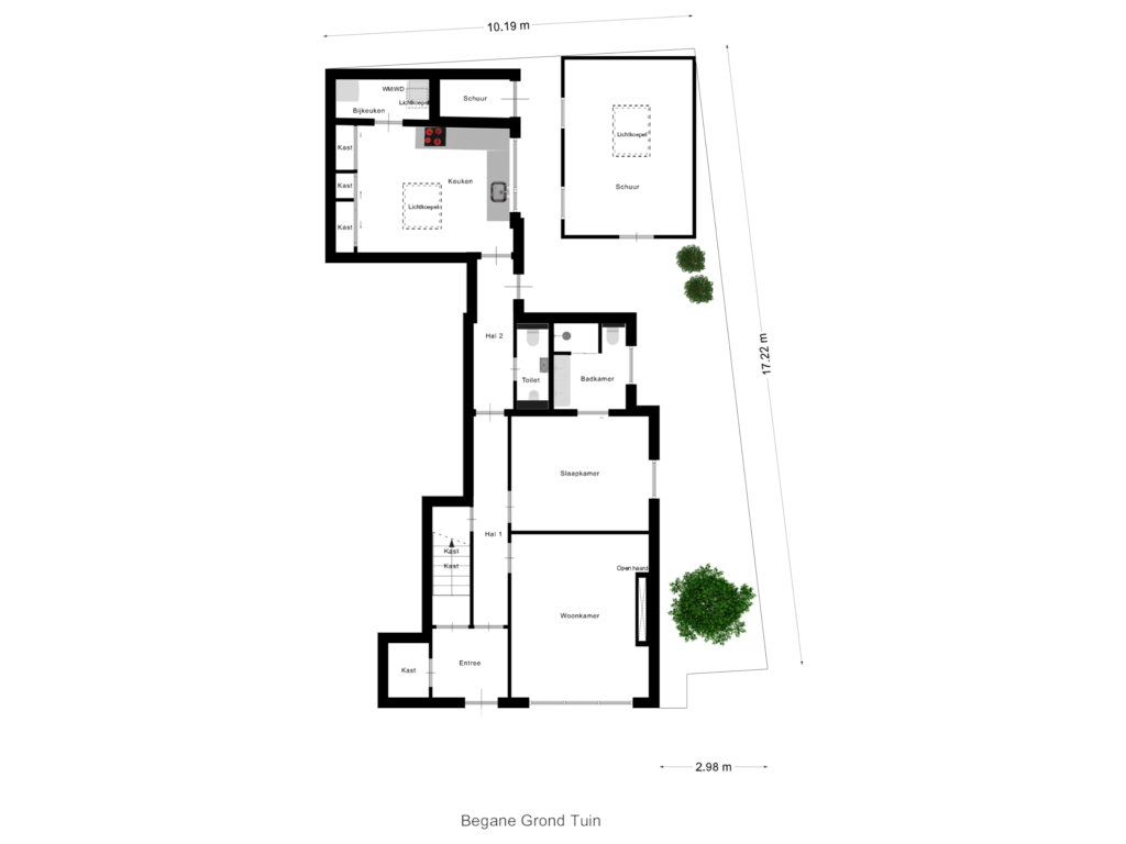 Bekijk plattegrond van Begane Grond Tuin van Lange Kerkstraat 27