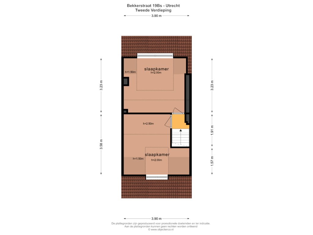 Bekijk plattegrond van TWEEDE VERDIEPING van Bekkerstraat 19-BS