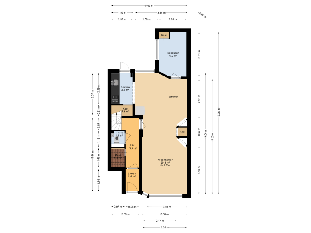 View floorplan of Begane grond  of IJsselstraat 73