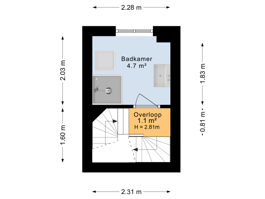 View floorplan of Eerste verdieping of IJsselstraat 73