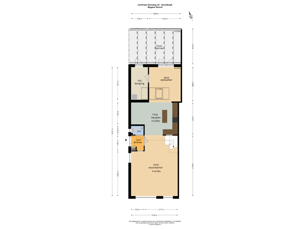 Bekijk plattegrond van BEGANE GROND van Jonkheer Ramweg 32