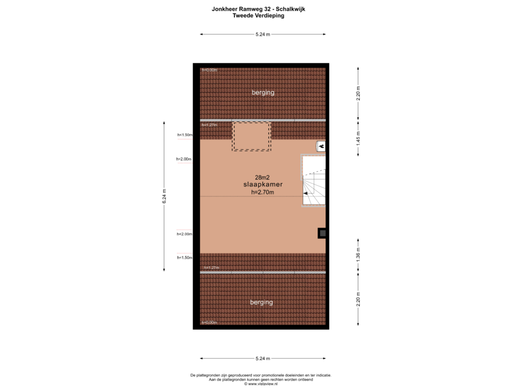 Bekijk plattegrond van TWEEDE VERDIEPING van Jonkheer Ramweg 32