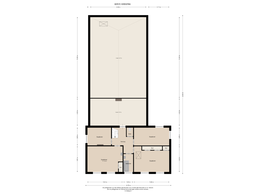 Bekijk plattegrond van Eerste verdieping van Rooijsestraat 89