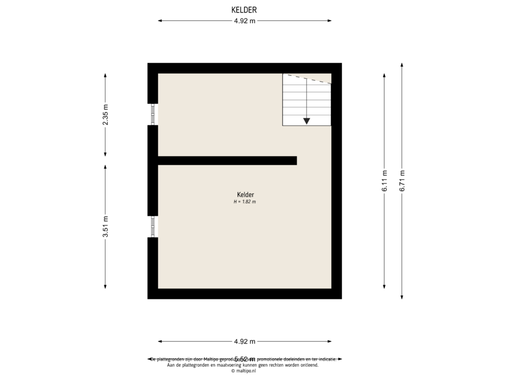 Bekijk plattegrond van Kelder van Rooijsestraat 89