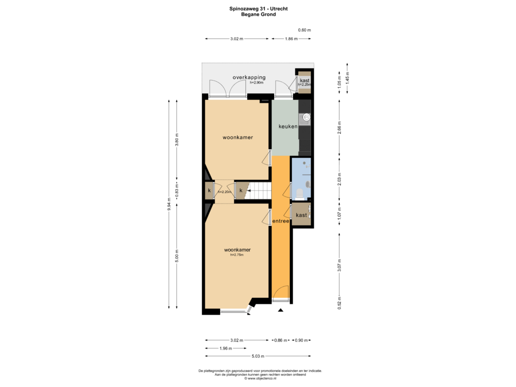 View floorplan of BEGANE GROND of Spinozaweg 31