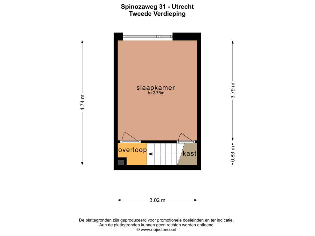 View floorplan of TWEEDE VERDIEPING of Spinozaweg 31