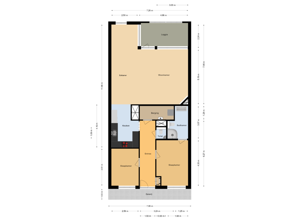 Bekijk plattegrond van Appartement van Marktstraat 33