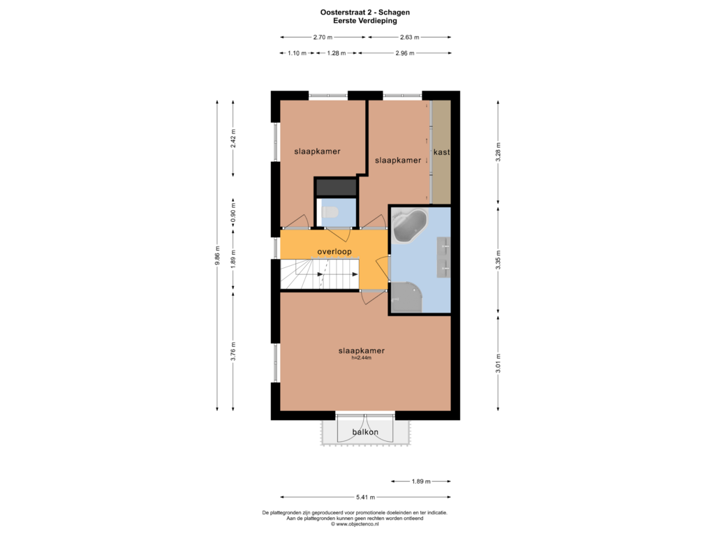 Bekijk plattegrond van EERSTE VERDIEPING van Oosterstraat 2