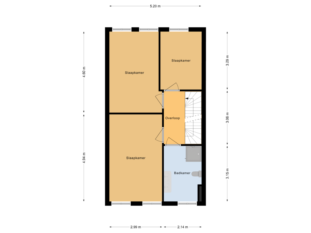 View floorplan of 1e verdieping of Mien Ruysstraat 35