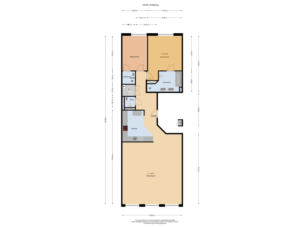 View floorplan of Derde verdieping of Herengracht 528-F