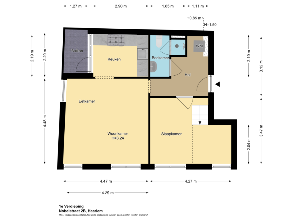 View floorplan of 1e Verdieping of Nobelstraat 2-B