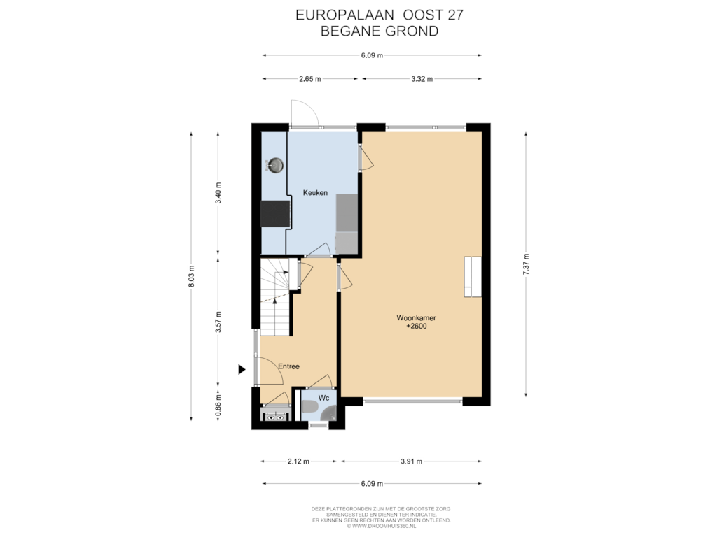 Bekijk plattegrond van Begane grond van Europalaan-Oost 27