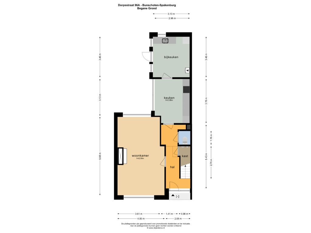 View floorplan of BEGANE GROND of Dorpsstraat 96-A