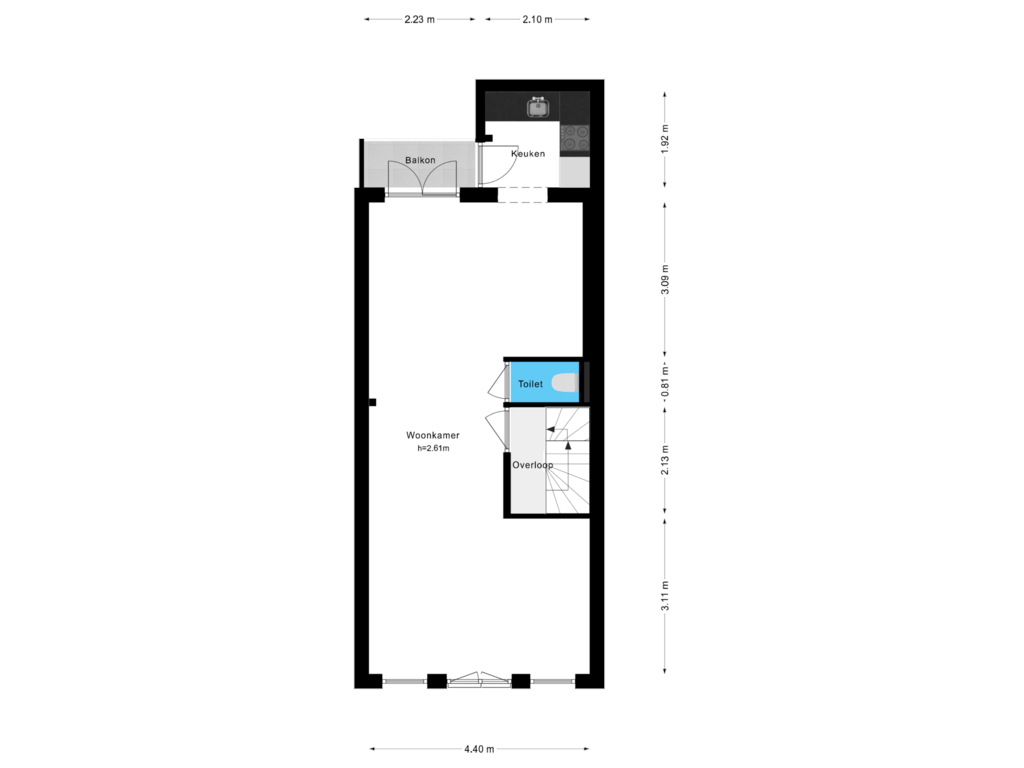 View floorplan of 1e Verdieping of Laing's Nekstraat 61-H