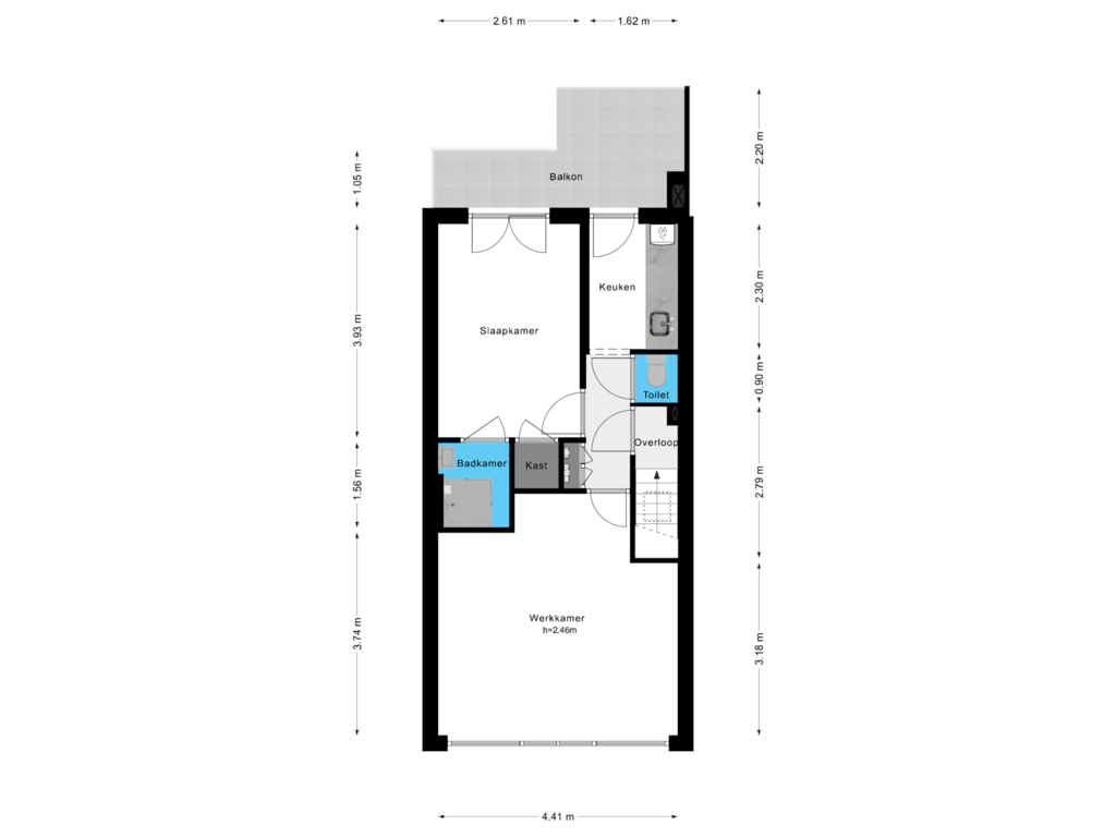 View floorplan of 2e Verdieping of Laing's Nekstraat 61-H