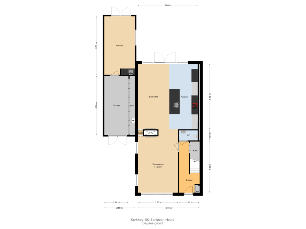 Bekijk plattegrond van Begane grond van Kerkweg 103