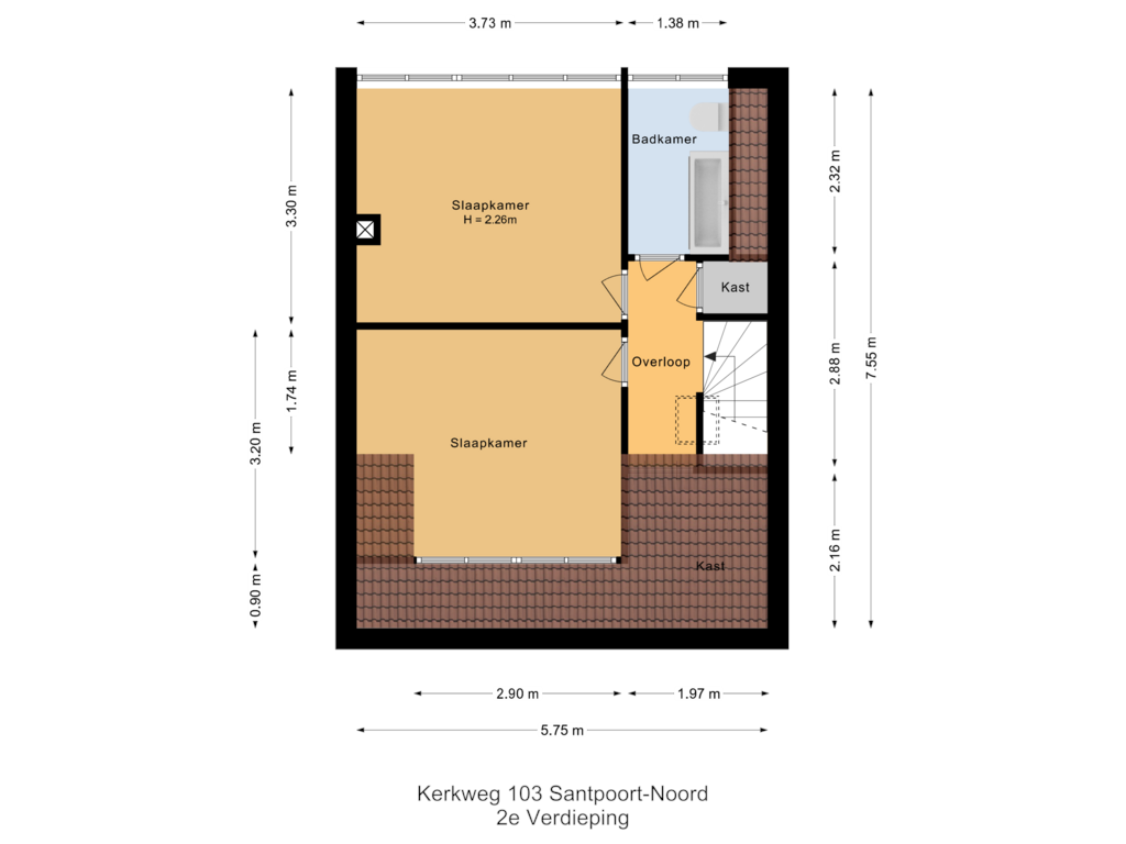 Bekijk plattegrond van 2e Verdieping van Kerkweg 103