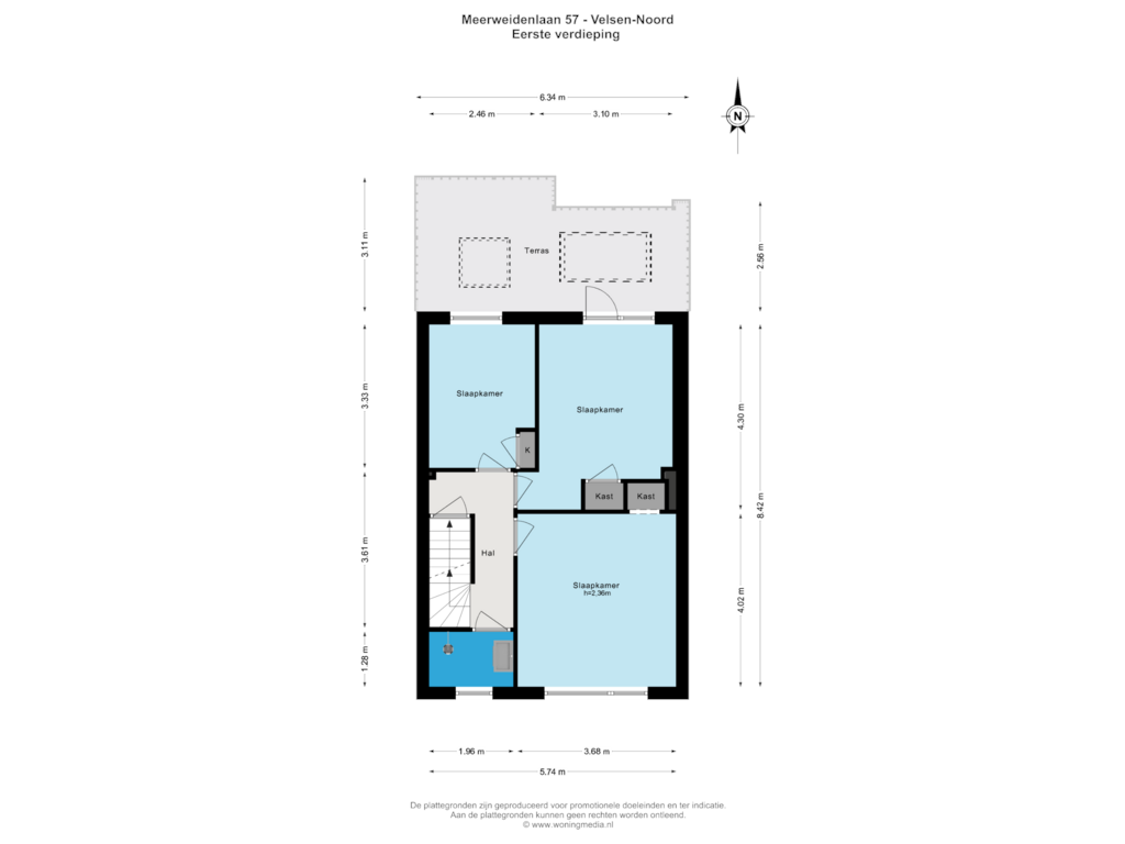 Bekijk plattegrond van 1e_verd van Meerweidenlaan 57