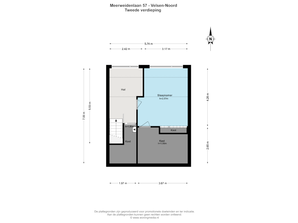 Bekijk plattegrond van 2e_verd van Meerweidenlaan 57