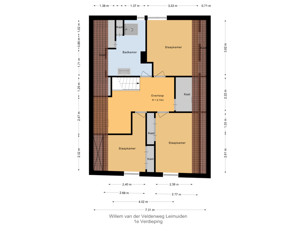 Bekijk plattegrond van 1e Verdieping van Willem van der Veldenweg 13