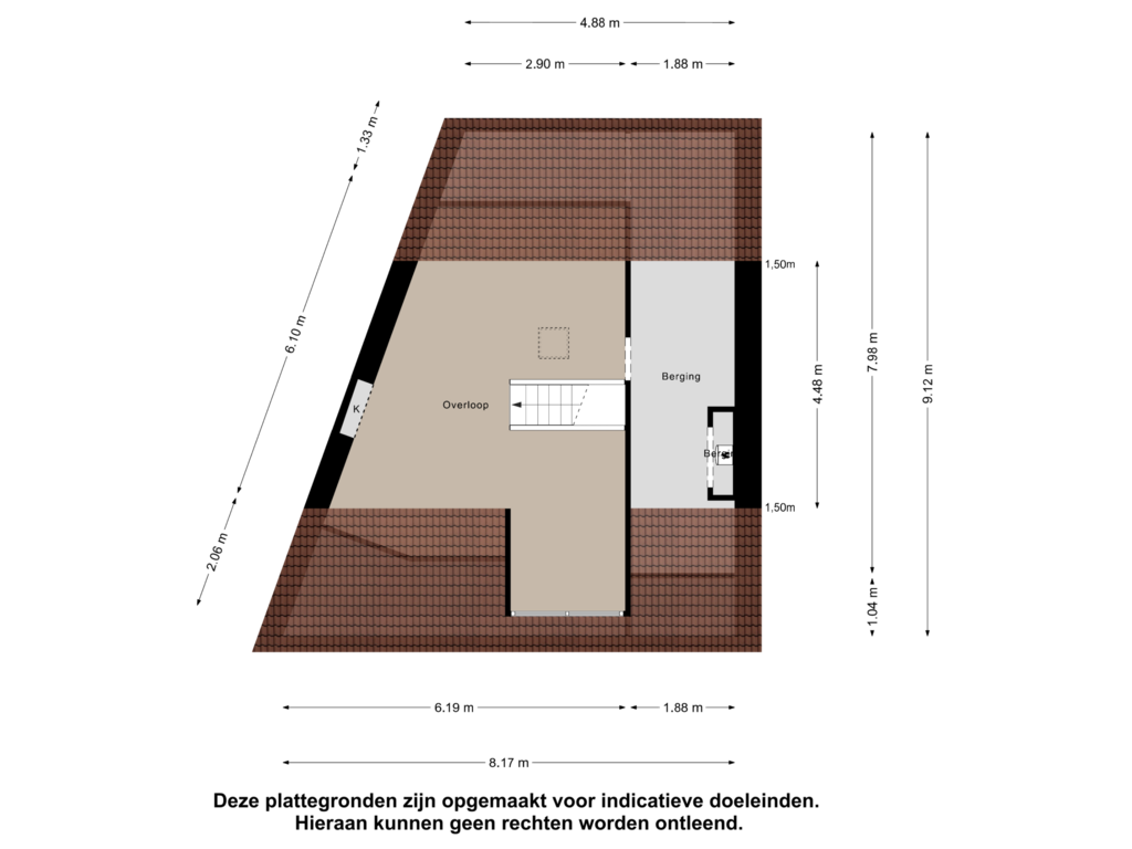 View floorplan of Zolder of Rubensplein 16-B2