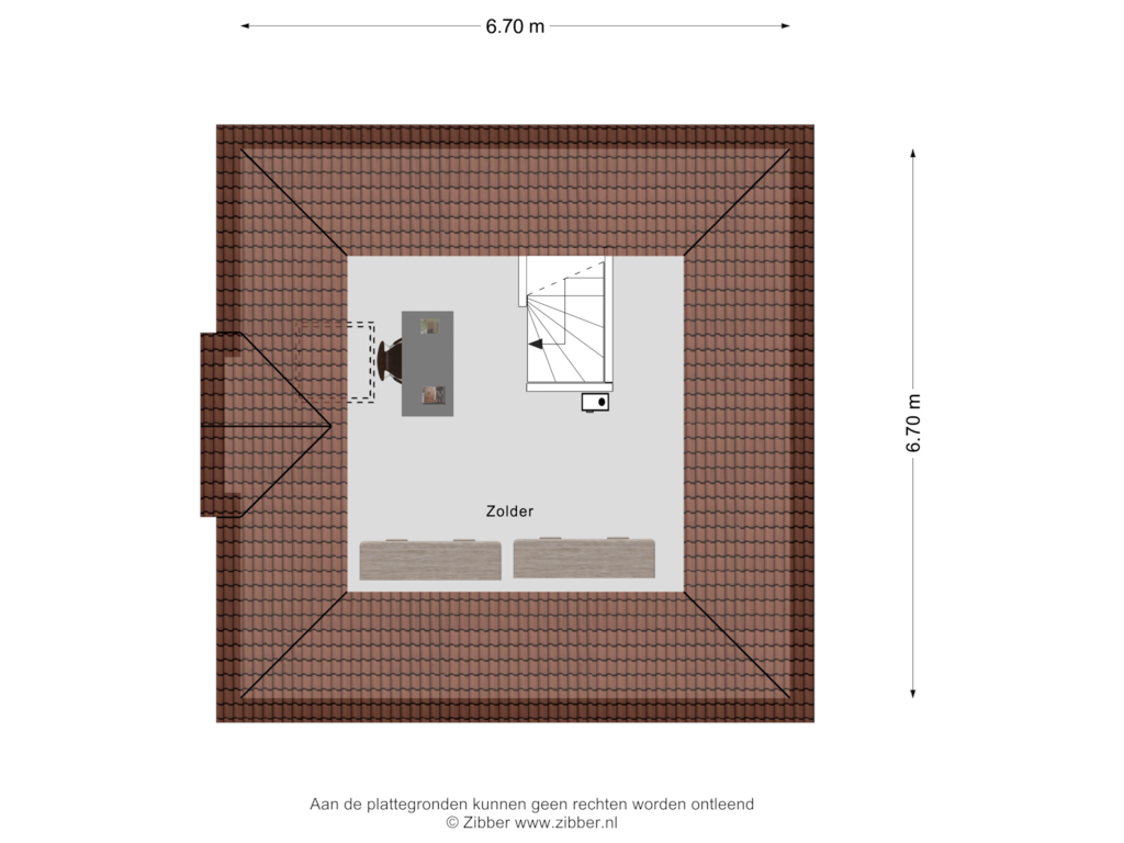 Bekijk plattegrond van Zolder van Tungeler Dorpsstraat 68-D