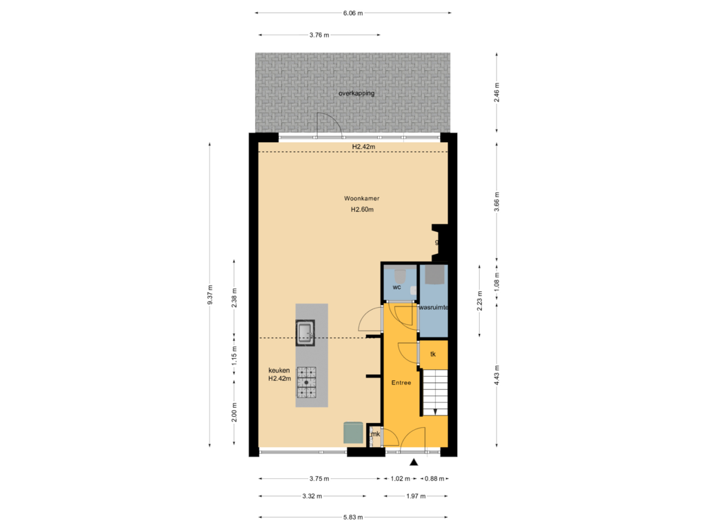 Bekijk plattegrond van Begane grond van Prins Pieter Christiaanstraat 51