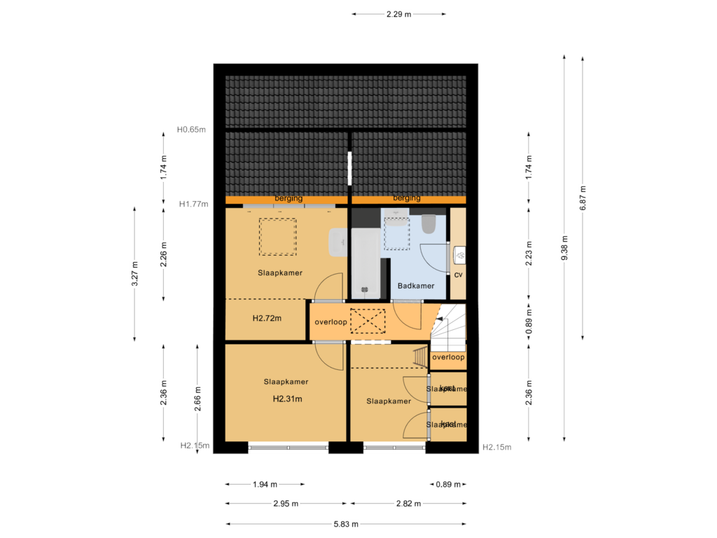 Bekijk plattegrond van Eerste verdieping van Prins Pieter Christiaanstraat 51