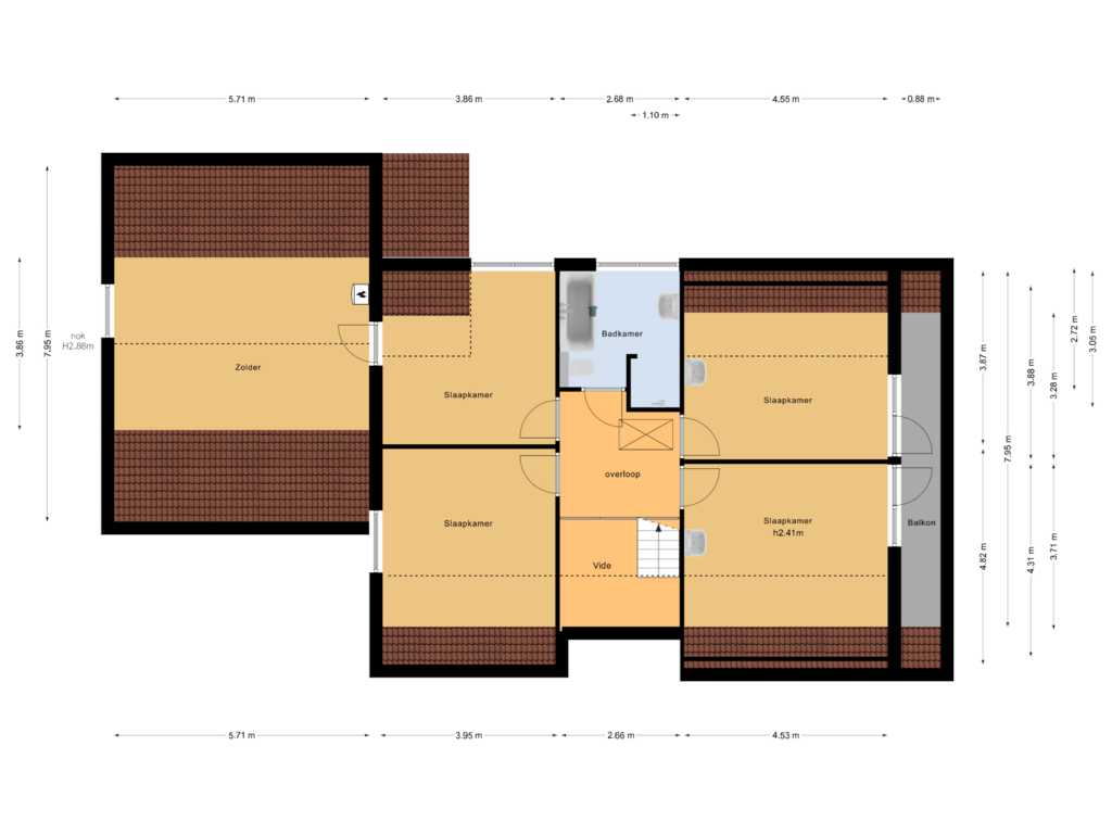 View floorplan of Eerste verdieping of Kruisbergseweg 108