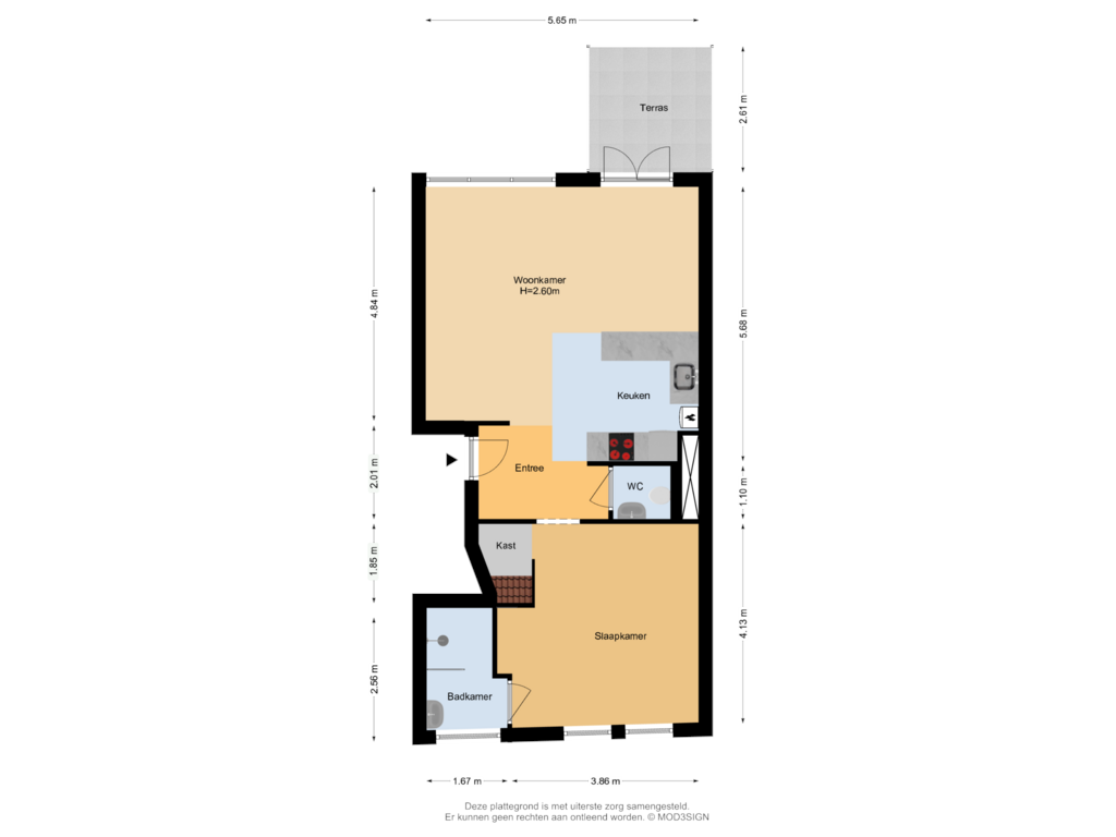 Bekijk plattegrond van Appartement van Morinnesteeg 46