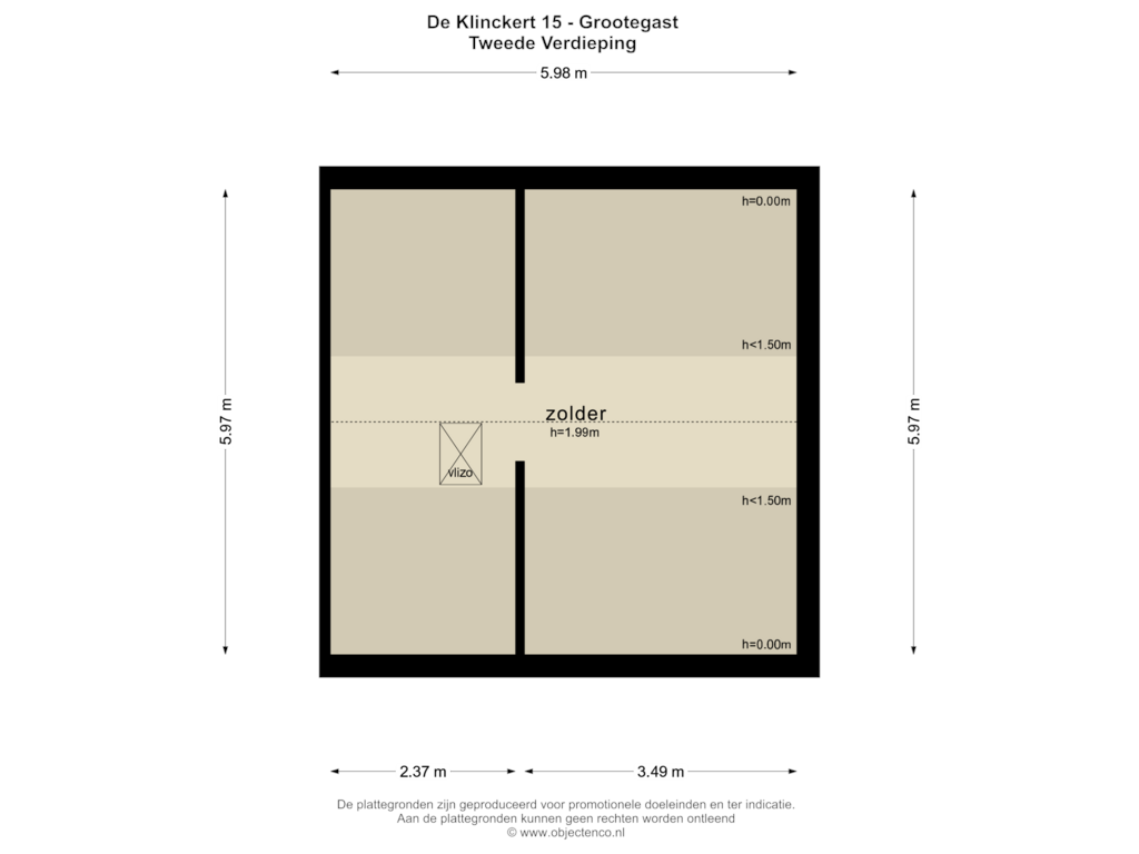 View floorplan of TWEEDE VERDIEPING of De Klinckert 15