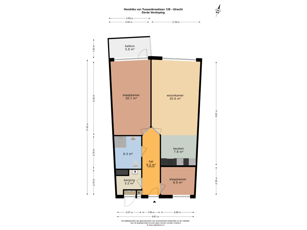 Bekijk plattegrond van Derde Verdieping van Hendrika van Tussenbroeklaan 128