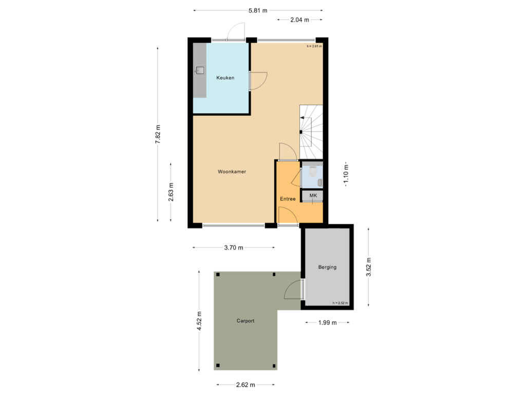 View floorplan of Begane grond of Roerdompstraat 1