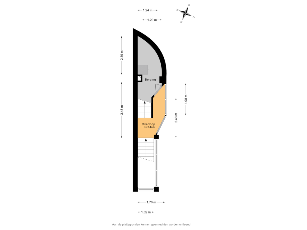 View floorplan of 1e verdieping of Korte Vleerstraat 14