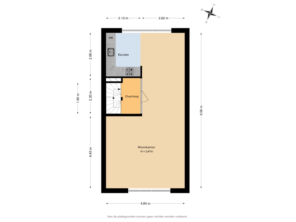 View floorplan of 2e verdieping of Korte Vleerstraat 14